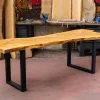 table bureau en chene massif francais et pieds en acier noir